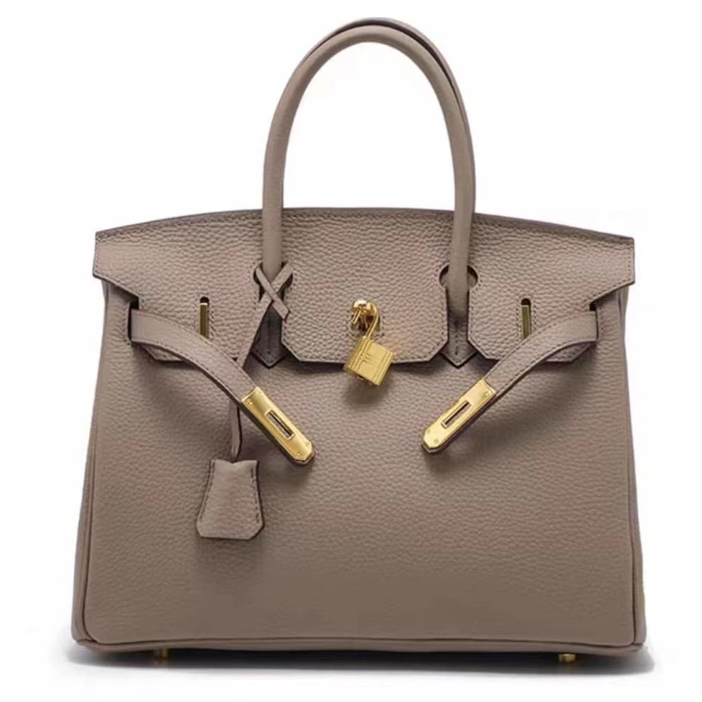 Classic Style Cross-Border Platinum Bag for Trendy Women, Togo Gold Buckle Silver Buckle Top-Layer Cowhide Handbag, Hand-Held Outdoor Bag for Women