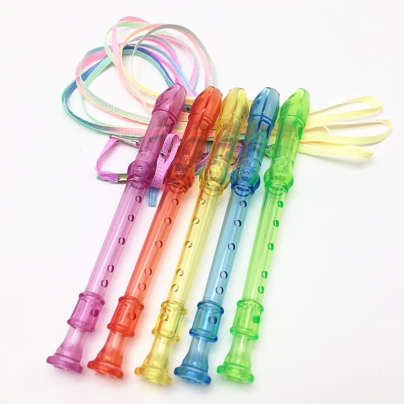 Candy-colored plastic transparent six-hole mini flute, children's learning and teaching vertical flute, Children's Day activity small gift