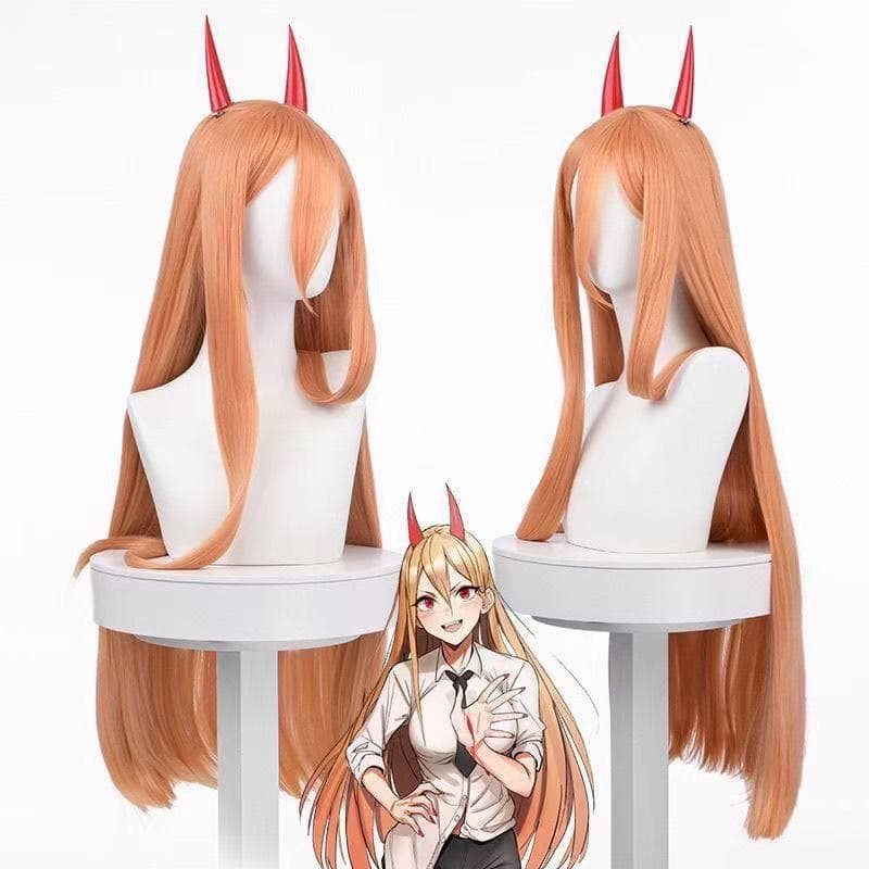 SiYi Chainsaw Man Power Cosplay Wig Orange Long Hair Cosplay Anime Wig