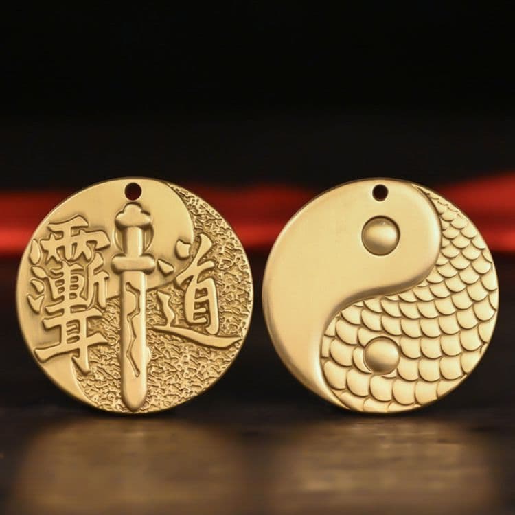 Pure copper Taoist Tai Chi Bagua body protection keychain pendant necklace round plate purple taboo Tao character Tai Chi picture Yu Jianer