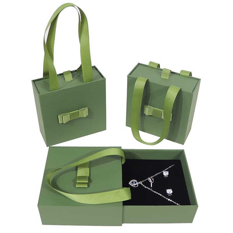 Matcha green jewelry box, green portable drawer box, pull-out box, earrings, necklace and ring set box, jewelry box