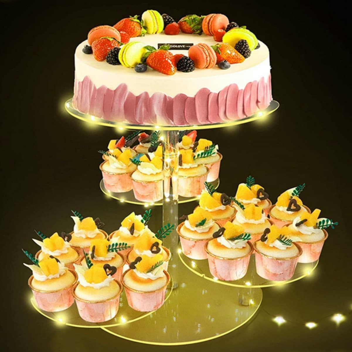 Transparent Acrylic Cake Stand, Disassemblable Round Multi-Layer Dessert Display Rack for Wedding, Graduation, Birthday Party Table