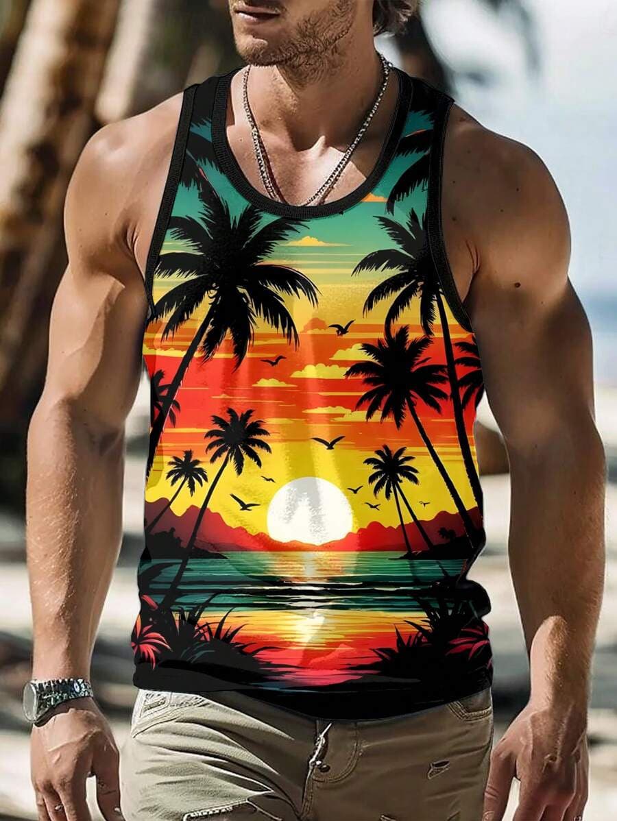 Summer Fitness Sleeveless Loose Vest Muscle Men Training Breathable Basketball Gym T-Shirt Vest Sports Trendy Wear