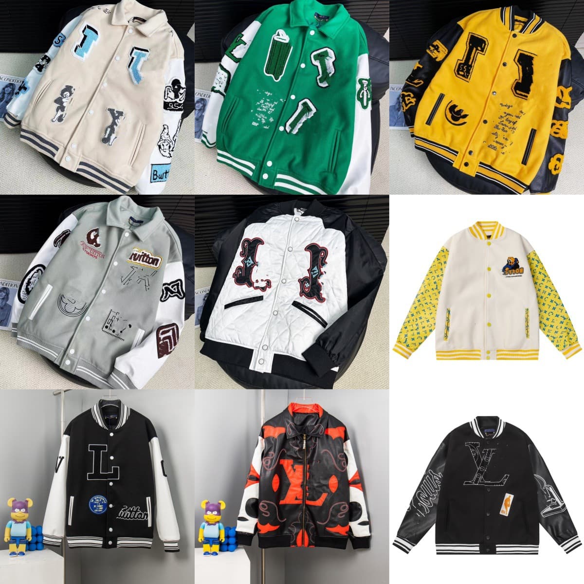 High quality cross-border donkeyjia L letter Bugs Bunny towel embroidery thousands of needle embroidery baseball uniform jacket jacket for men and women