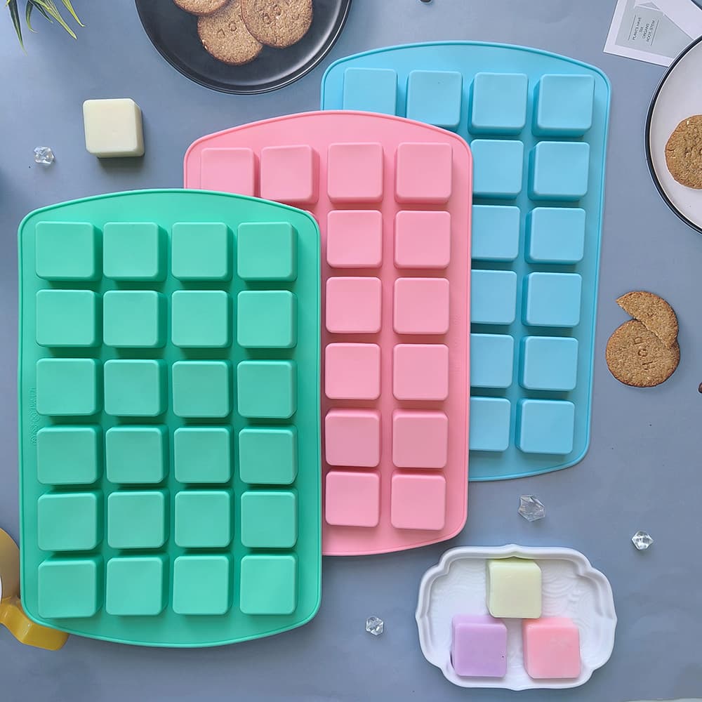 24-Cell Square Silicone Ice Cube Tray Mold for Homemade Brown Sugar Nougat, Square Block Chocolate Mold 673