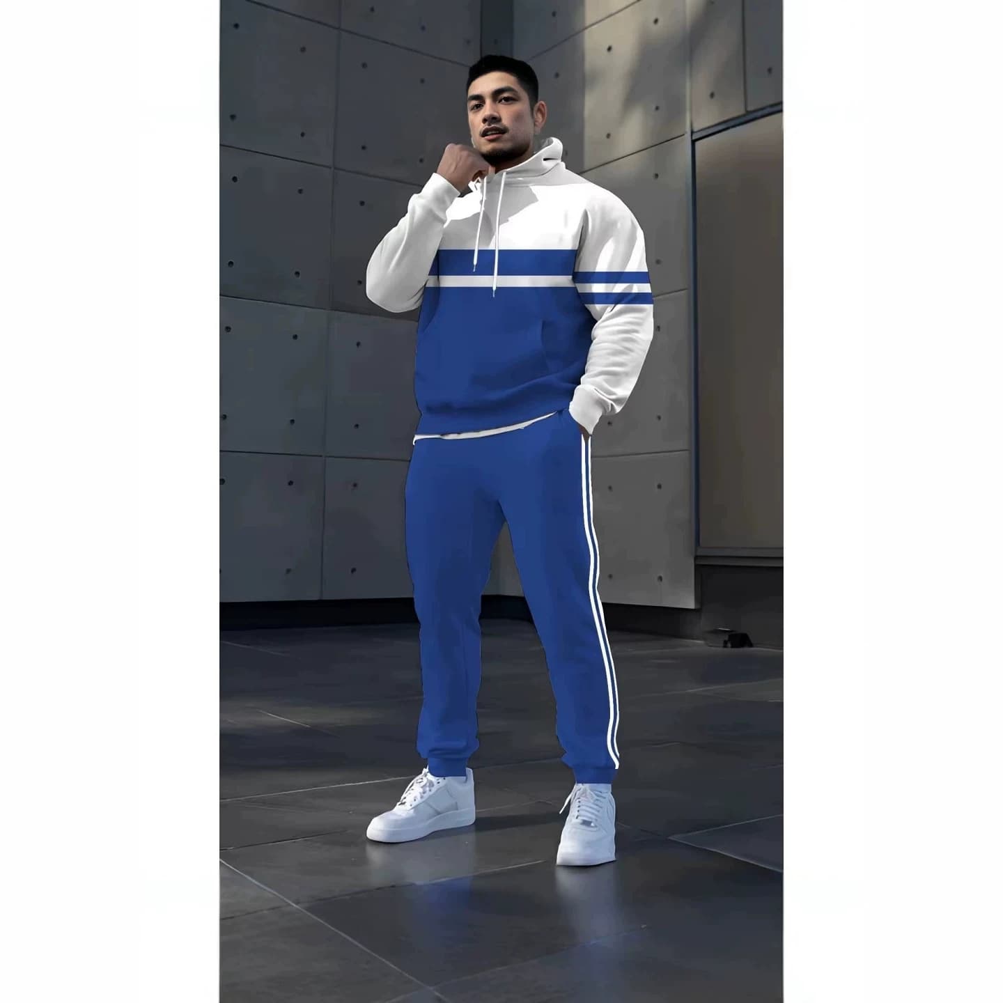 Cross-border e-commerce European and American TEMU TK foreign trade large size popular men's 3D printing casual sports hoodie suit