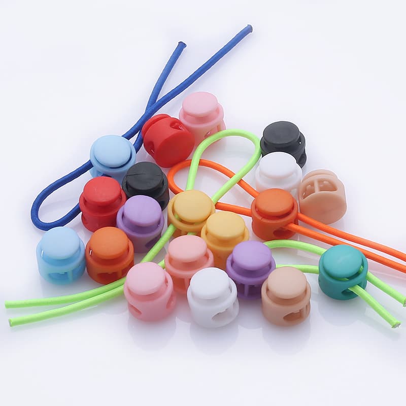 Colored Two-Hole Spring Buckle Elastic Anti-Slip Cover Outer Elastic Nylon Luggage Buckle Shoe Lace Adjuster
