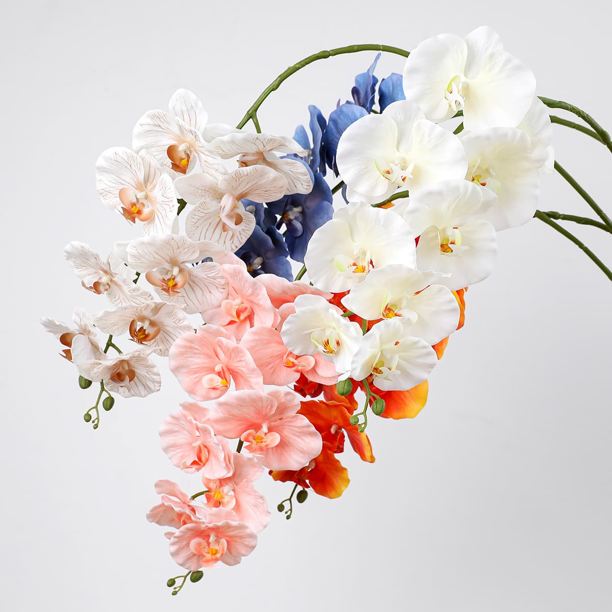 Single Stem 9-Head European Butterfly Orchid Simulation Artificial Flower Living Room Home Decoration Retro Decoration Hotel Wedding Flower Art
