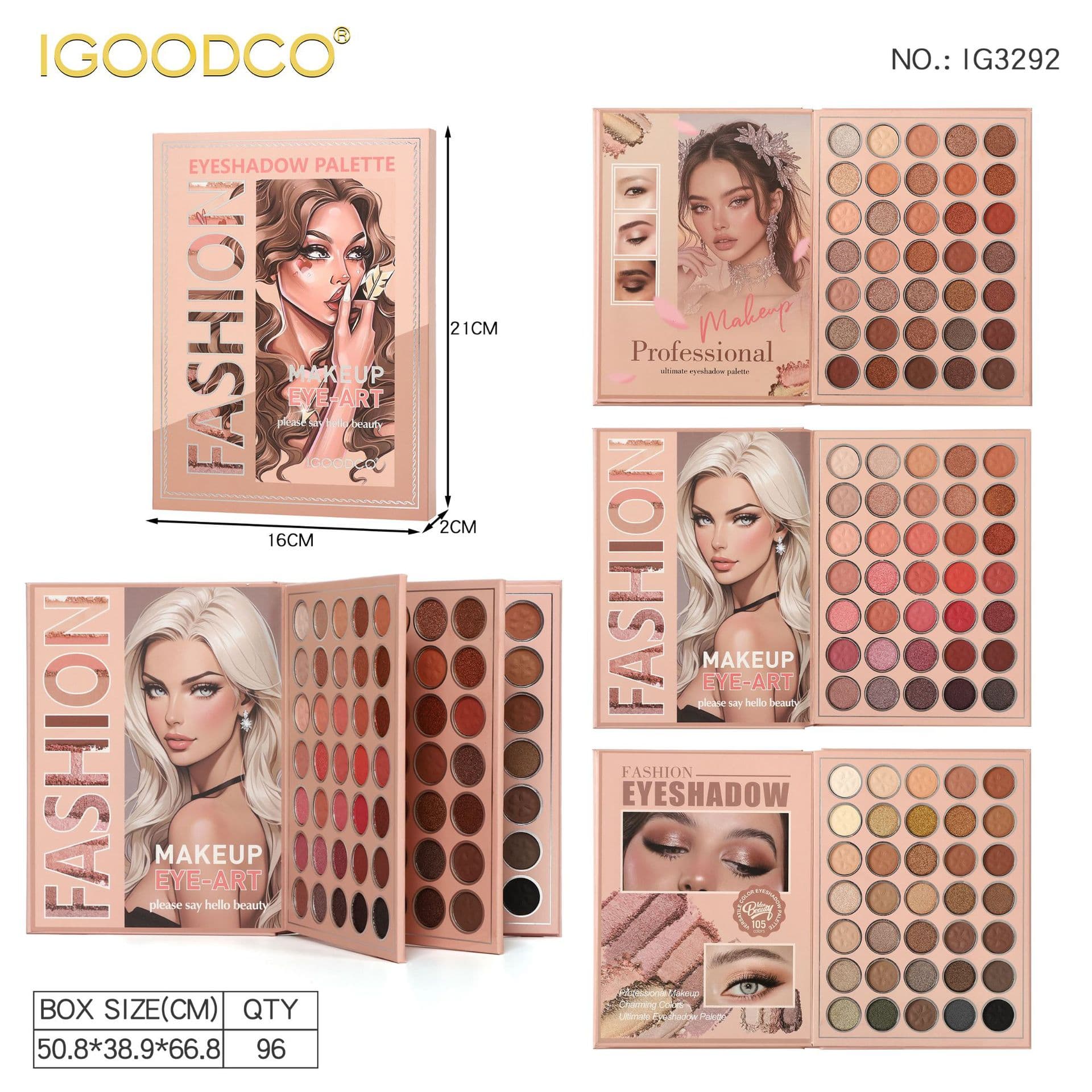 Cross-border Foreign Trade New 105-Color Book Eyeshadow Palette Pearlescent Matte Shimmer Glitter Makeup Palette Stage Makeup COS