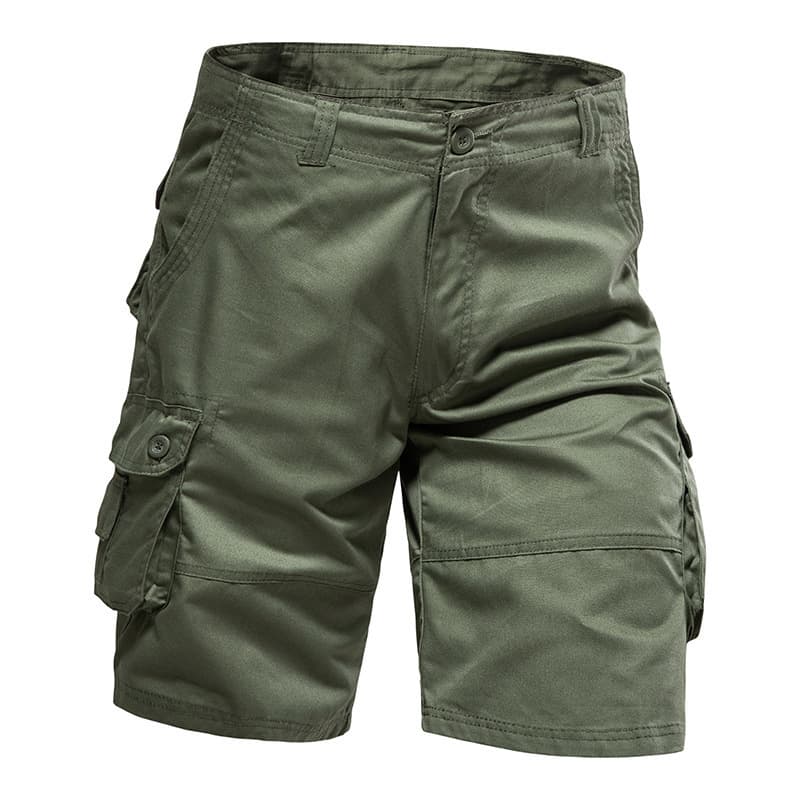Cross-border cargo shorts for men, multi-pocket functional mid-length pants, outdoor wear-resistant pure cotton straight cargo shorts