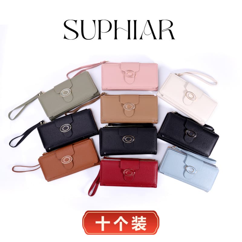 Cross-border Multi-color Multi-card Slot Large Capacity Wallet for Women, New Handheld Card Holder Wallet with U-shaped Clasp, Long Wallet