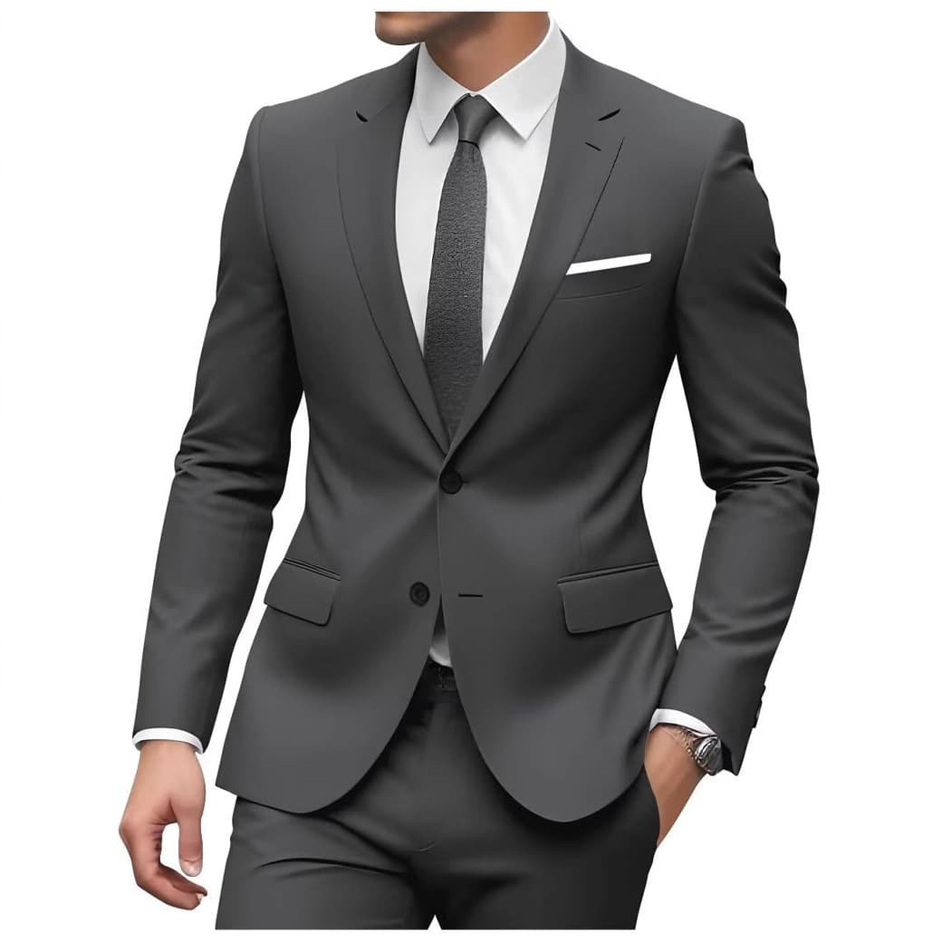 2026 cross-border officiating suit 2-piece suit 2-button flat lapel casual foreign trade groom wedding suit suit for men