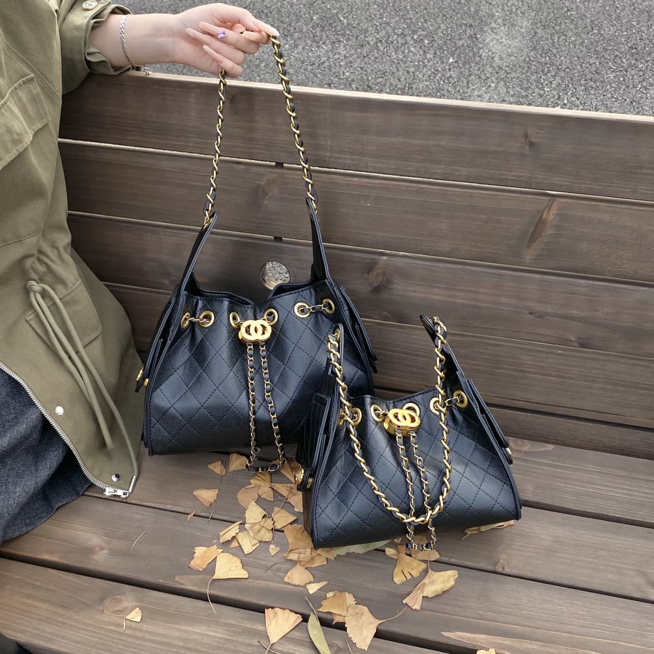 2025 Winter New Drawstring Multi-Pocket Hippie Bag Pebble Grain Bucket Bag Crossbody Shoulder Bag Underarm Bag for Women