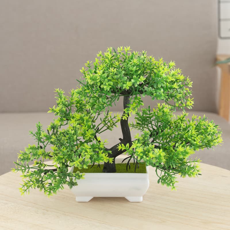 Artificial Plant Potted Home Decoration Three-Branch Small Green Pine Tree Bonsai Table Dining Room Bedroom Indoor Fake Flower Set Decoration