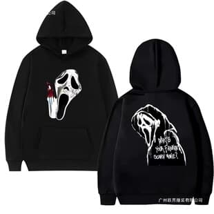 2025 New Gothic Double-Sided Print Streetwear Unisex Ghost Face Graphic Sweatshirt, Genderless Fleece Long Sleeve
