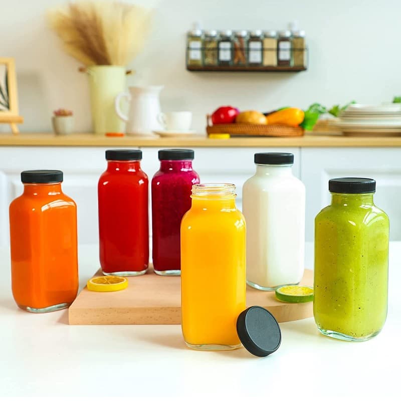 Wholesale trendy beverage bottle milk tea bottle coffee bottle square glass bottle rice wine fruit vinegar juice bottle self-brewing dispensing bottle