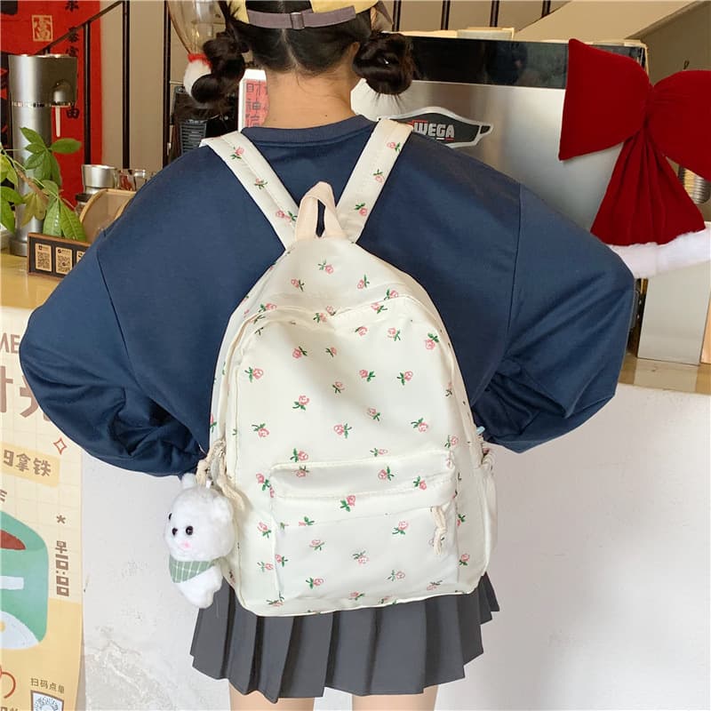 New high school college student schoolbag, cute girl schoolbag, campus Korean style backpack, large capacity, small floral backpack