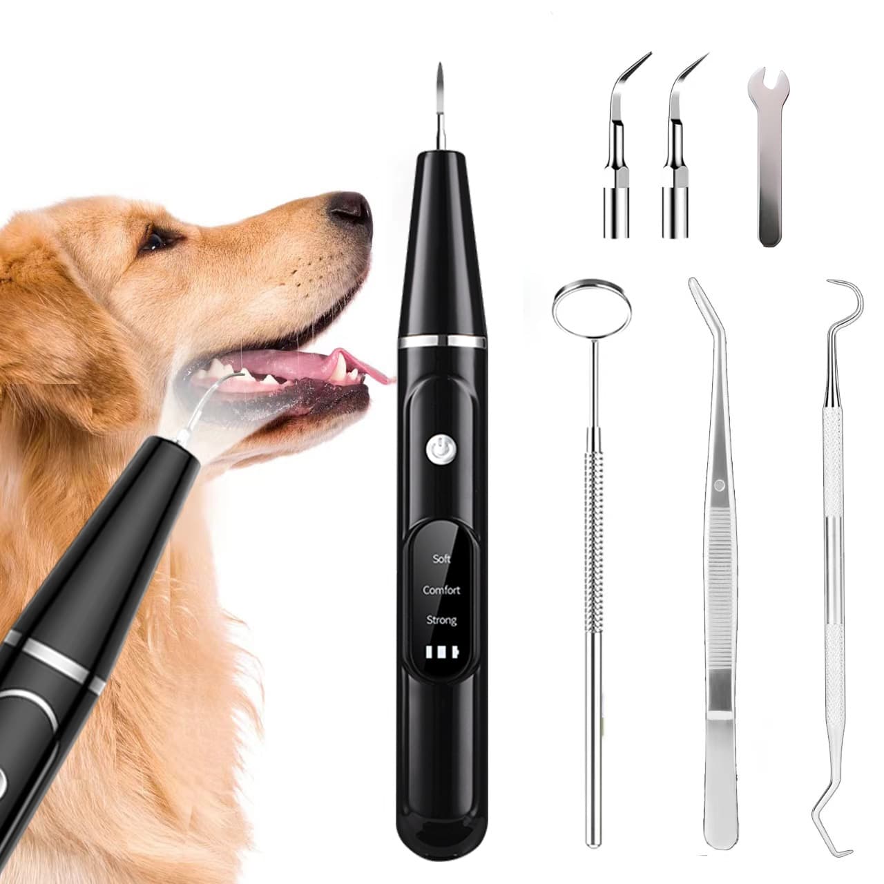 Cross-border New Pet Ultrasonic Dental Scaler, Electric Dog Teeth Cleaning Device for Home Use and Tartar Removal
