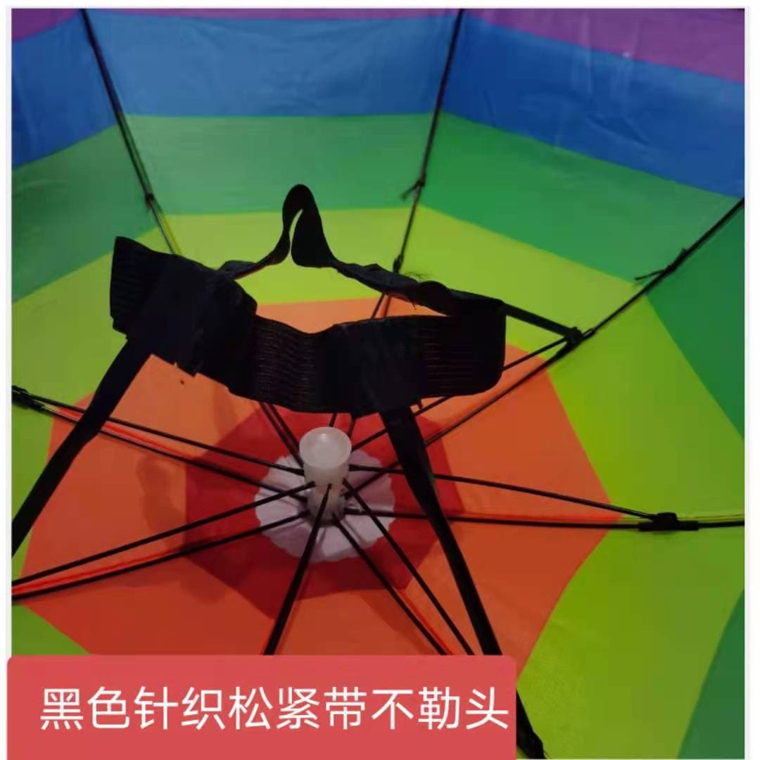 〖Direct from Manufacturer〗30cm Striped Watermelon Rainbow Hat Umbrella, Head-Worn Umbrella with 52cm Under-Diameter