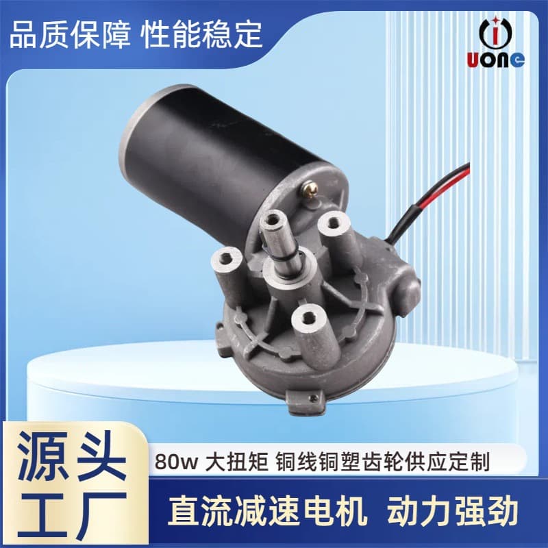 Youyi 80W DC Geared Motor Adjustable Speed with Brake Self-Locking Worm Gear Brushed Micro Motor