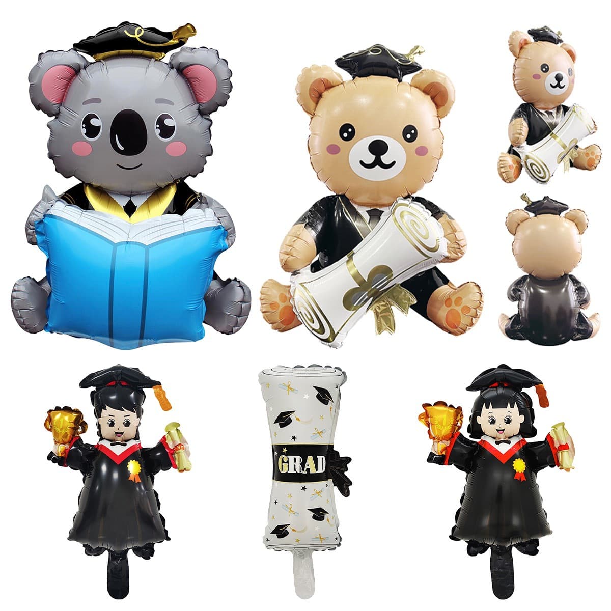 Cross-border Sitting Graduation Certificate Bear Koala Mini Male Doctor Female Doctor Aluminum Foil Balloon Graduation Season Party
