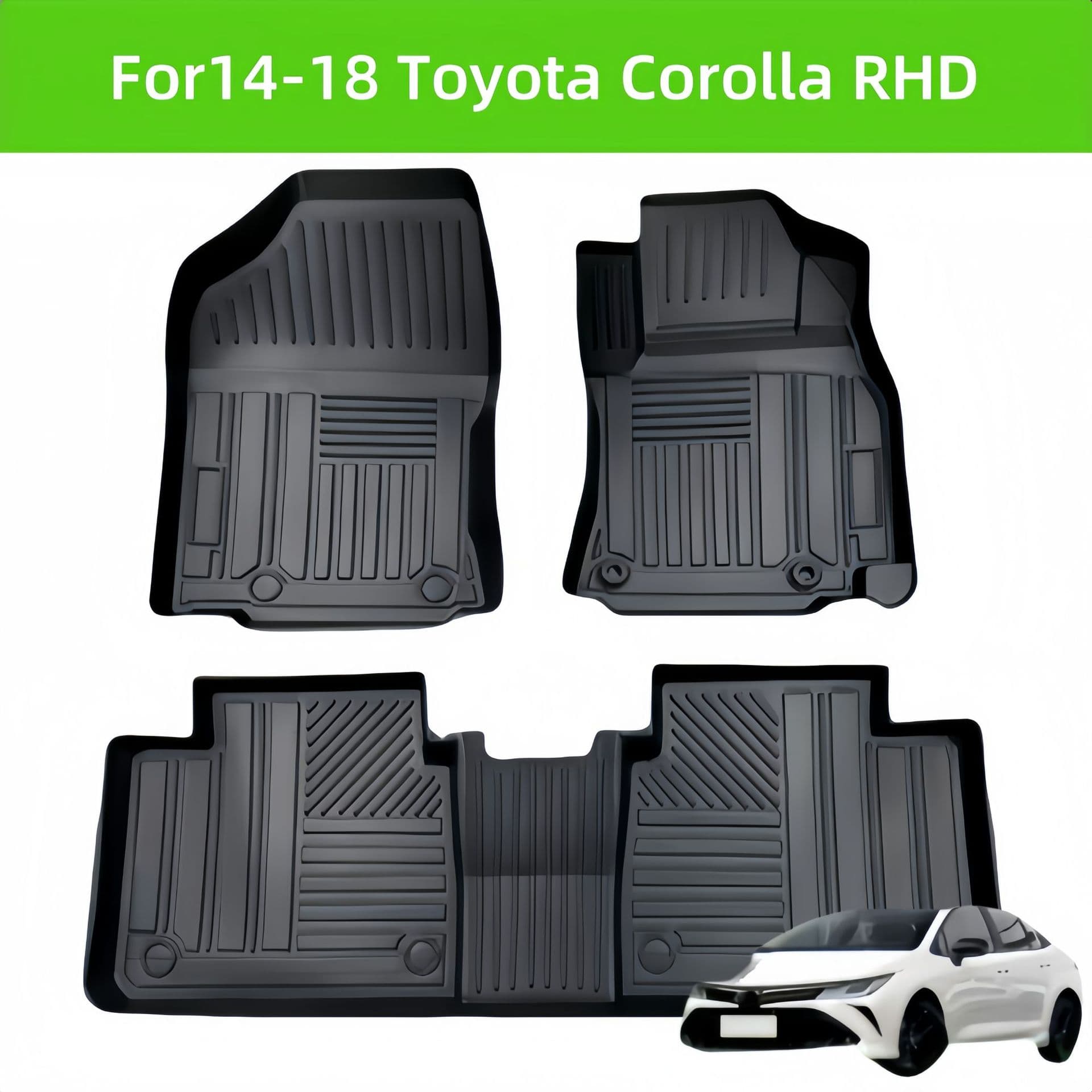 For 14-18 Corolla RHD Carpet TPE Car Floor Mat / Rear Trunk Mat