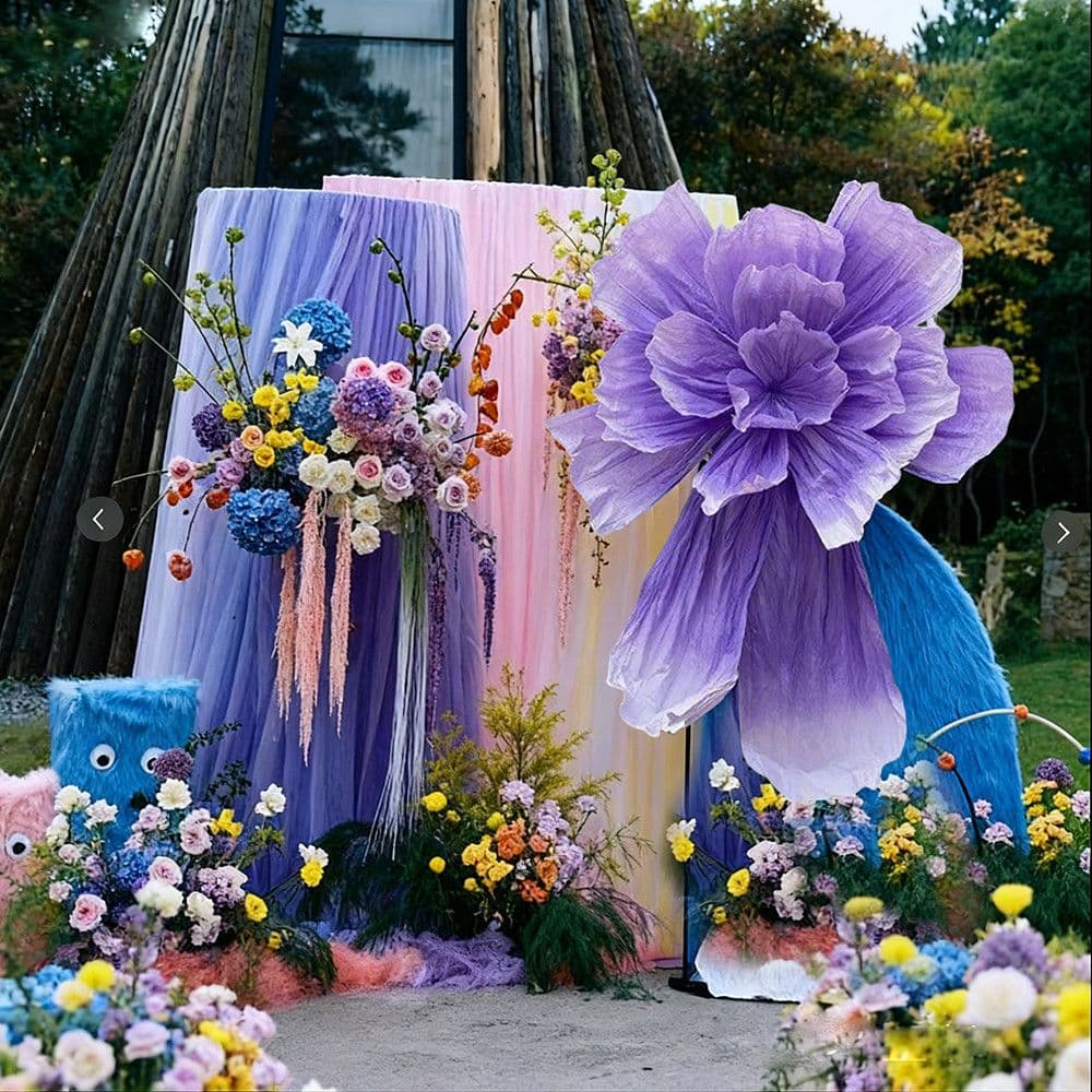 Purple Paper Flowers Handmade Flowers Wedding Background Decoration Window Display Wedding Props Outdoor Party Wedding Backdrop