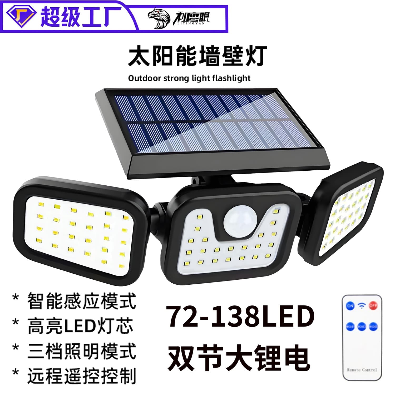Integrated Solar Outdoor Garden Light, Auto-On at Dusk Wall Lamp, Motion Sensor Wall Light, Eaves Light
