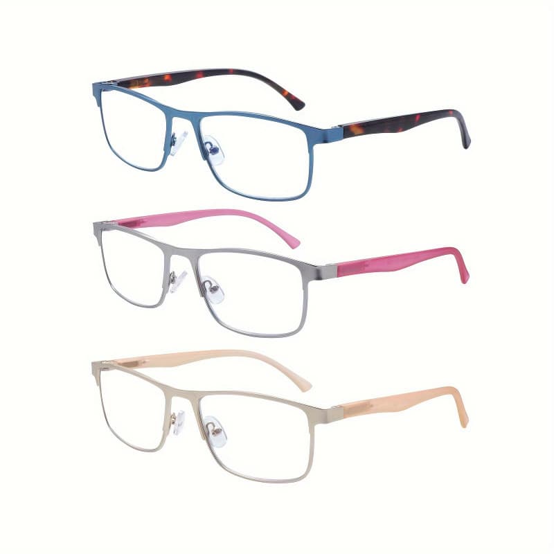 2026 New Cross-border Drop Shipping 3 Pairs Fashion Metal Frame Blue Anti-Glare Reading Glasses