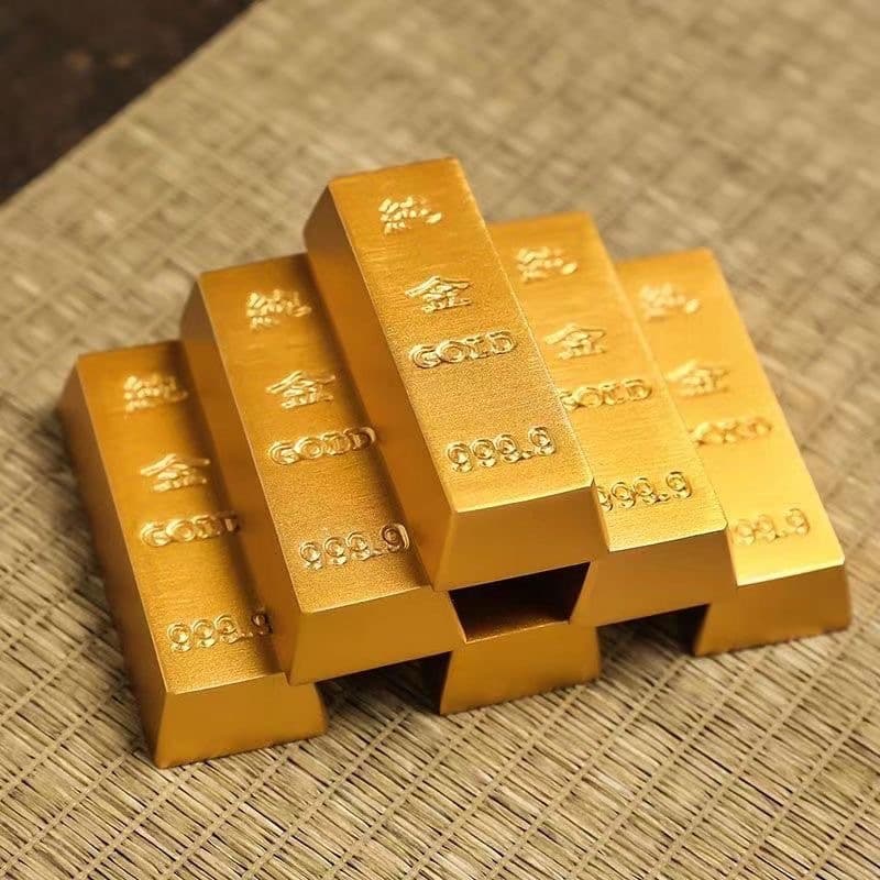 Solid Gold Bar Ingot Chinese Prop Ornament, Desktop Treasure Basin Decoration, Housewarming Gift, Simulated Gold Bar