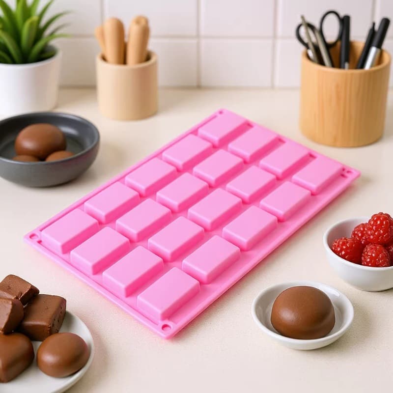 Creative Silicone 20-Cavity Small Rectangle Cake Mold Baking Tool Chocolate Mold Kitchen Baking Supplies