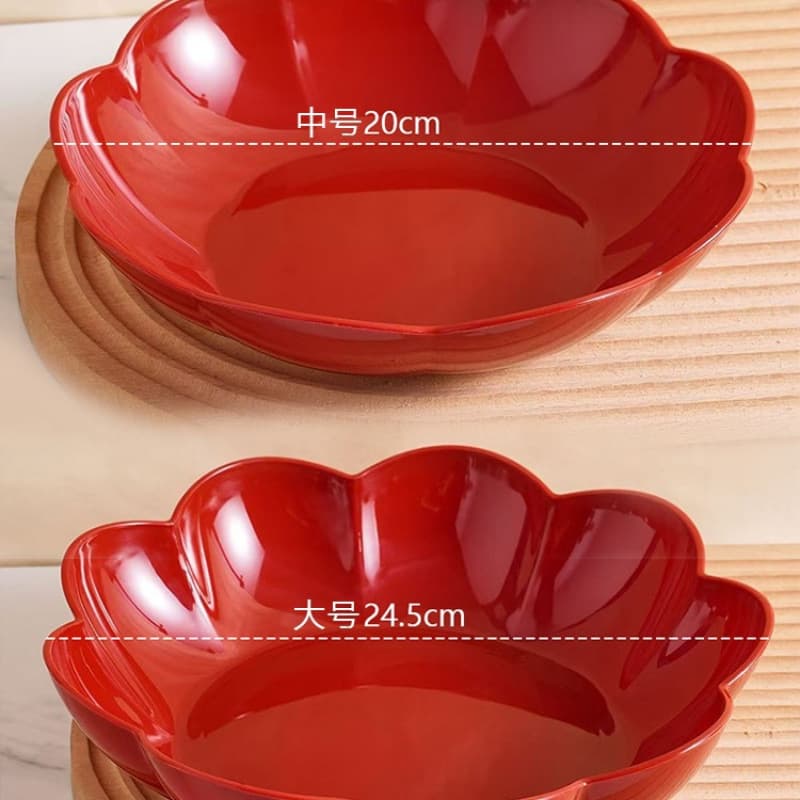 New Red Festive Fruit Tray High-Quality Fruit Plate for Wedding, Engagement, Housewarming, Dried Fruit Plate, Altar Offering Tray