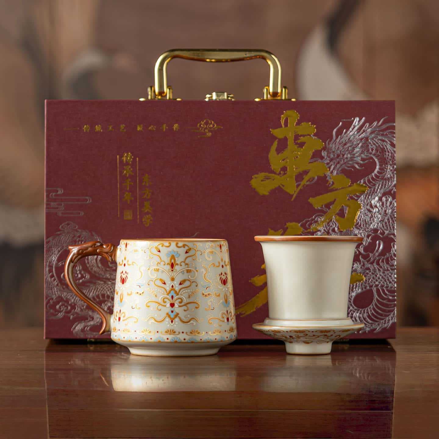 2026 New Ru Kiln Mug Tea Cup Home High-end Office Cup Tea Water Separation Cup Gift for Elders