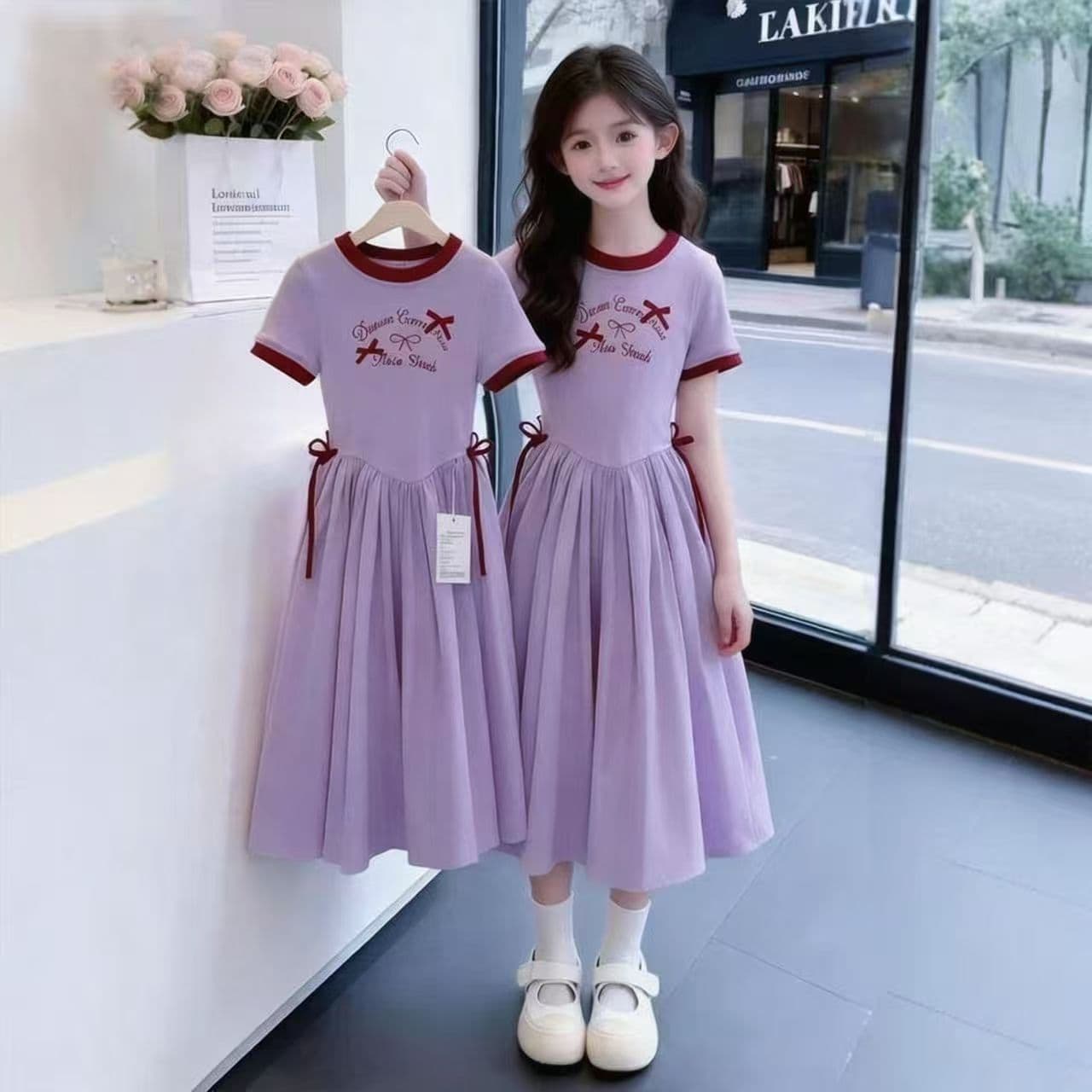 Girls' Summer Dress 2026 New Style Children's Fashionable Short Sleeve Dress Casual Princess Dress for Girls