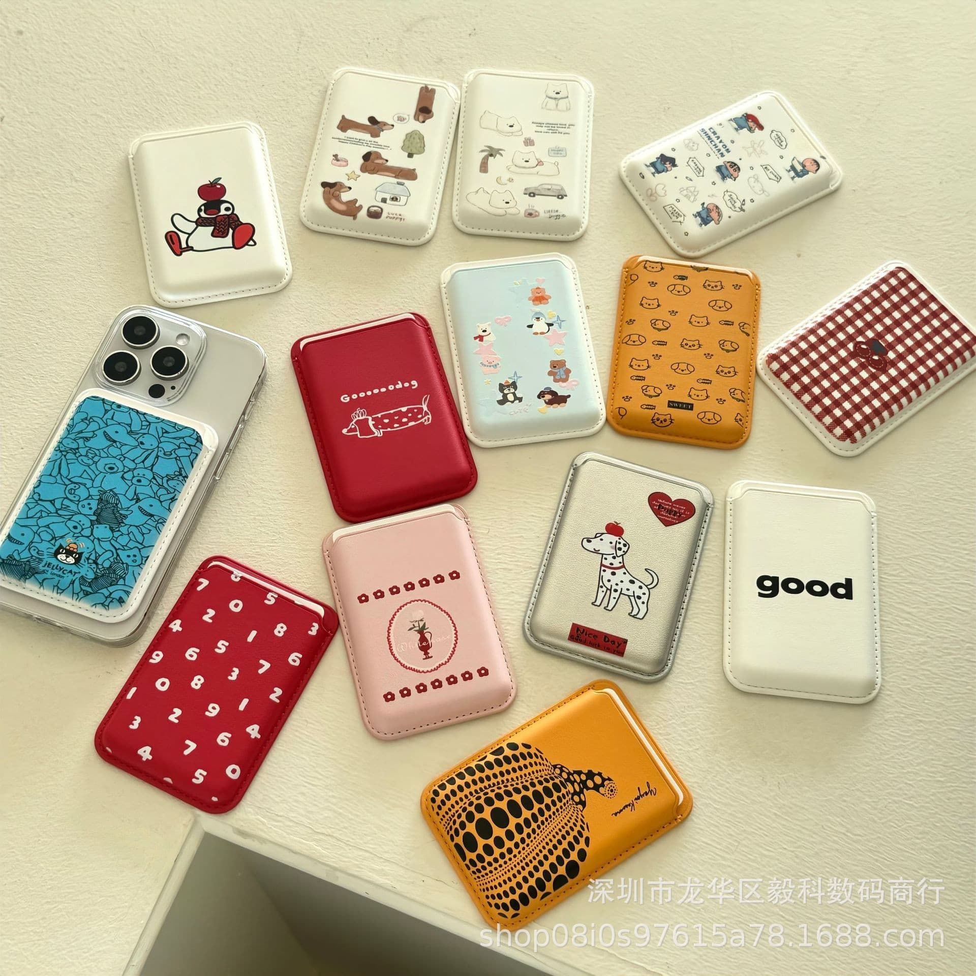 Cute Cartoon Jellycat Animal Card Holder Compatible with Apple 16 Pro Max Magnetic Phone Case, Huawei Mate, Korea