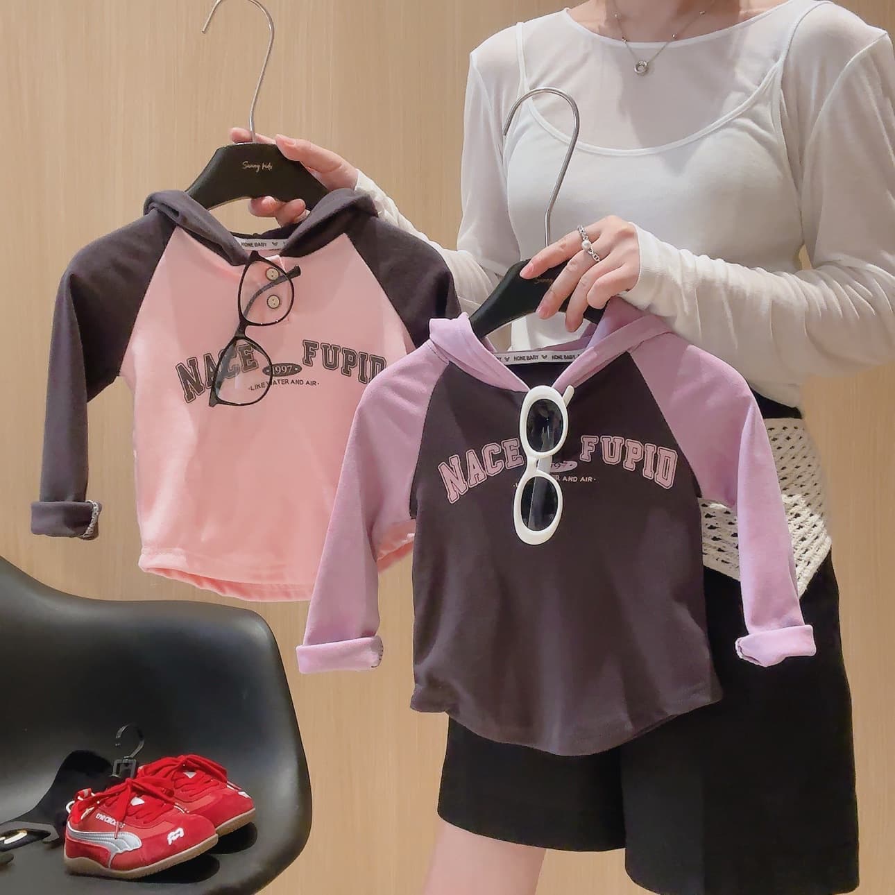 2025 Spring/Autumn New Color Block Design Korean Raglan Sleeve Chic Fashion Casual Versatile Long Sleeve Base Layer