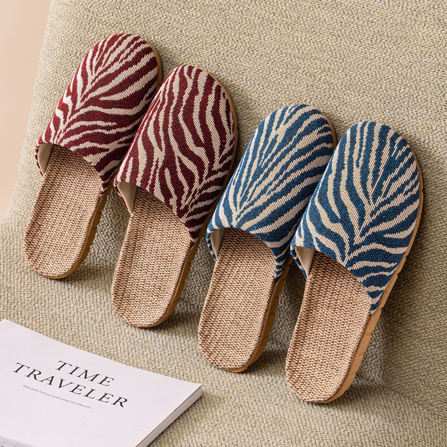 New Four-Season Closed-Toe Linen Slippers for Men, Quiet, Non-Slip Indoor Cotton Linen Slippers for Women, Home Slippers