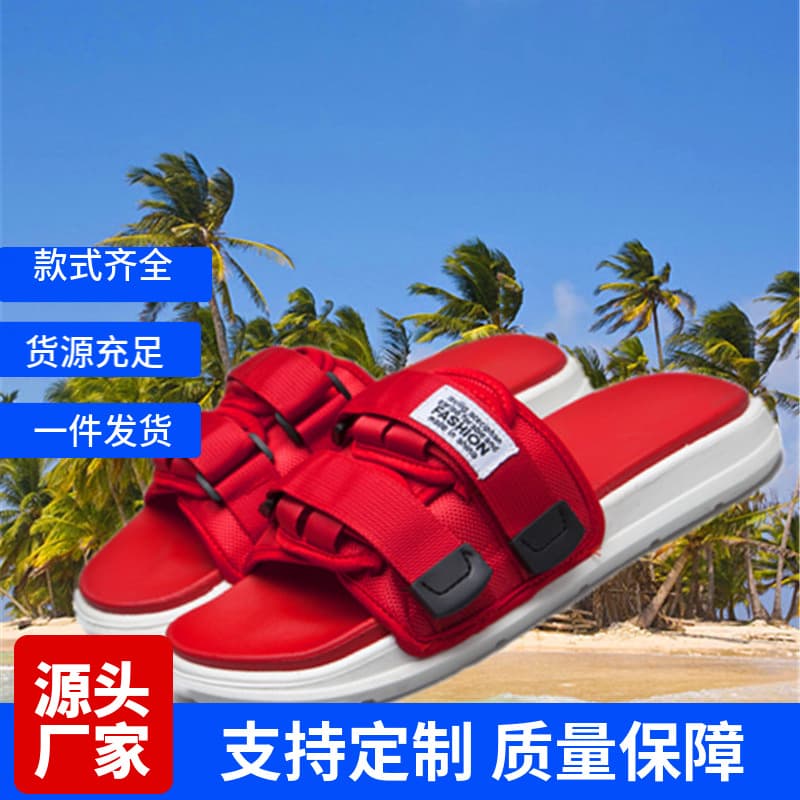 Casual Soft Sole Slip-On Shoes Outdoor Double Buckle Slippers Trendy Korean Style Beach Running Sandals Unisex Comfortable Flats