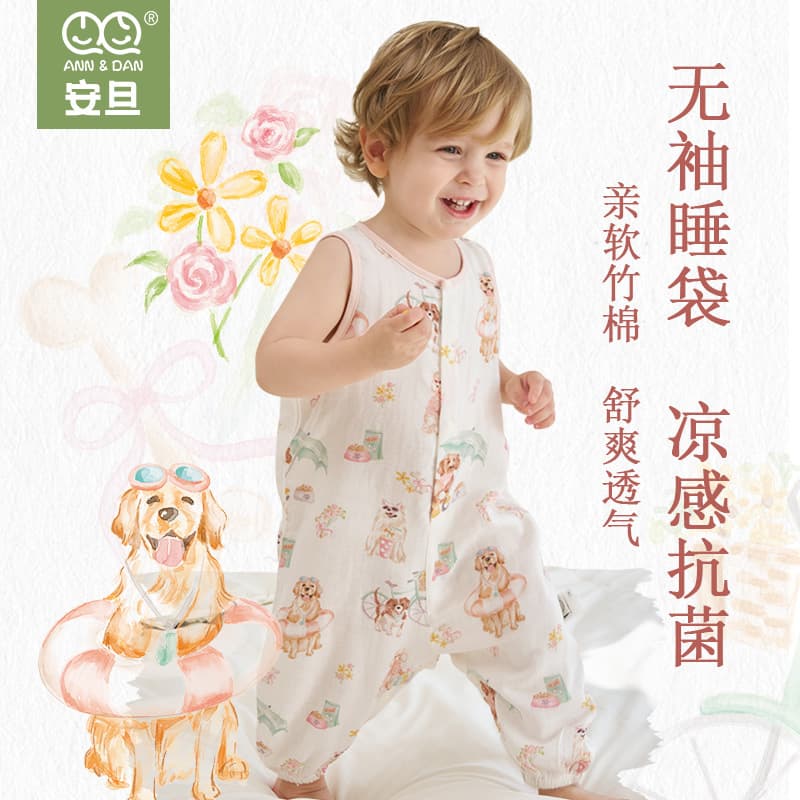 Andan Baby Sleep Sack Sleeveless Summer Lightweight Bamboo Cotton Gauze Air Conditioning Sleep Sack Breathable Baby Romper Bodysuit
