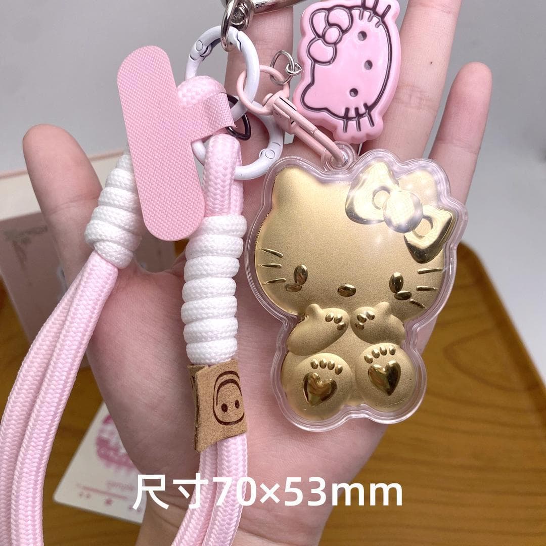 Hello Kitty Gold Lanyard Cute Cartoon Kitty Cat Phone Chain Keychain Bag Charm Birthday Gift