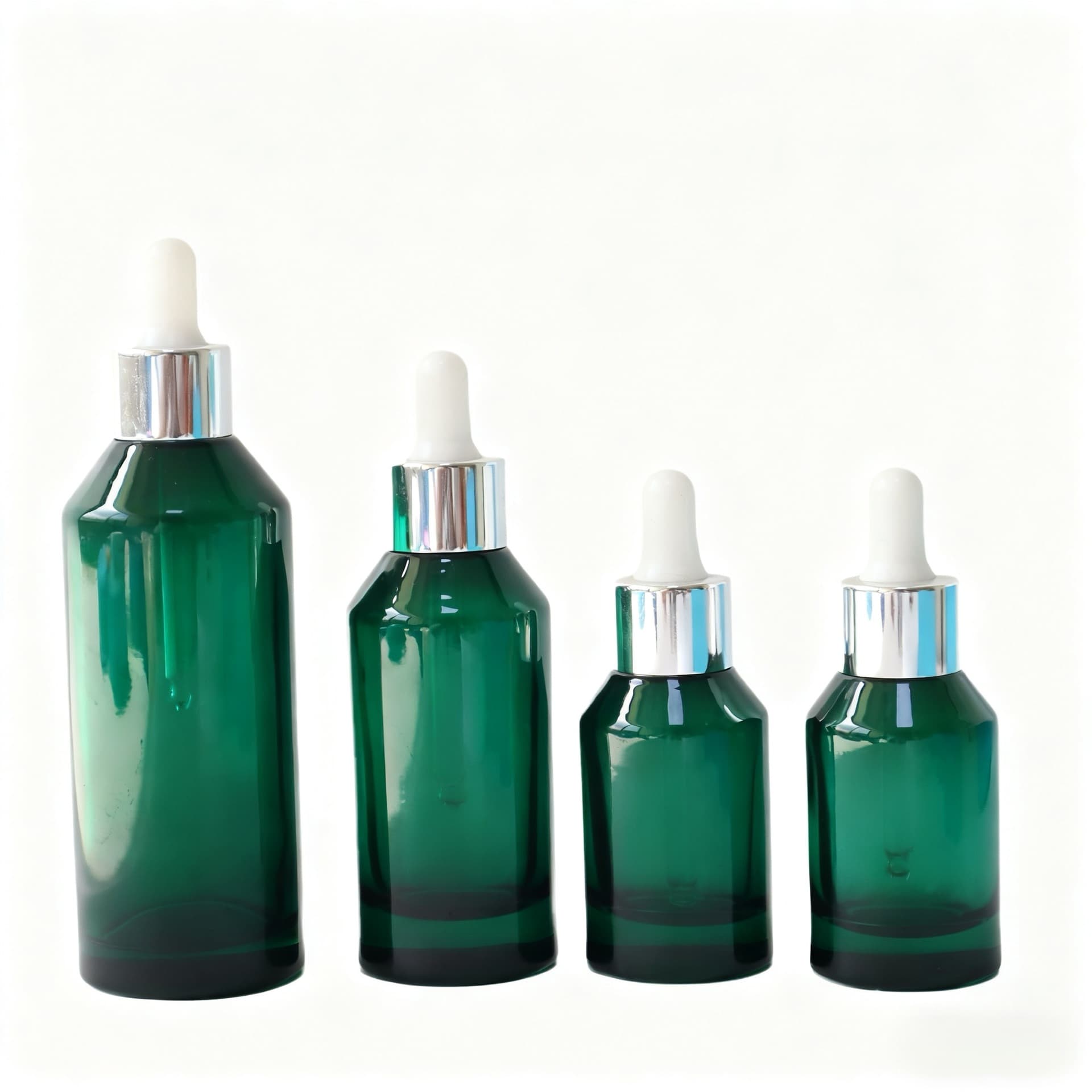 In Stock Small Green Bottle 30ml Green Treasure Bottle 50ml Essence Refill Glass Bottle Dropper Bottle with Screw Cap or Pump