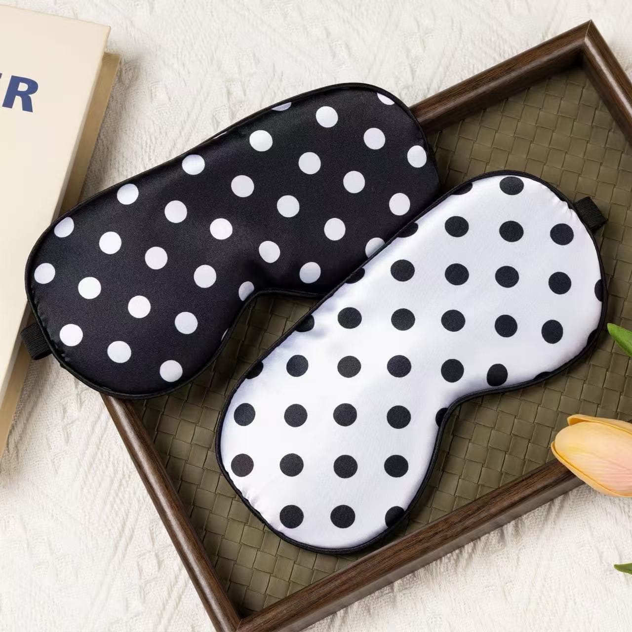 Polka Dot Sleep Mask with Adjustable Buckle, Light-Blocking, Breathable Eye Mask for Travel and Nap