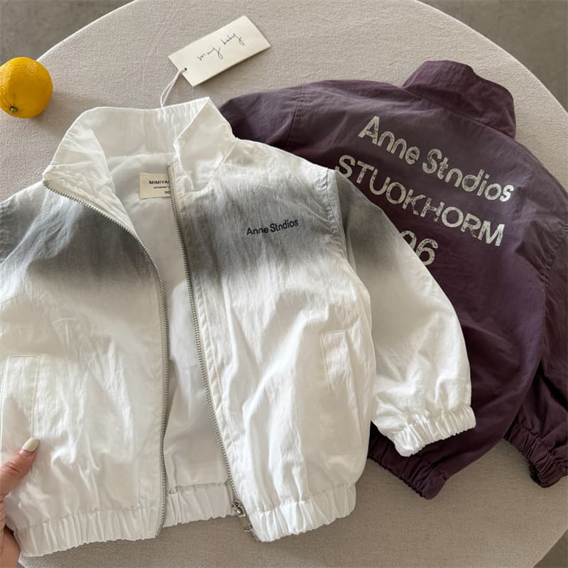 Children's Jacket 2026 Fall New Arrival Boys Girls Zhili Gradient Letter Jacket Kids Versatile Zip-Up
