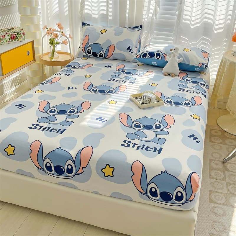 Pure Cotton Fitted Sheet Single Piece, Cotton Bed Cover Non-Slip Mattress Protector, Kids Anti-Slip Bed Sheet Set, 3-Piece Set