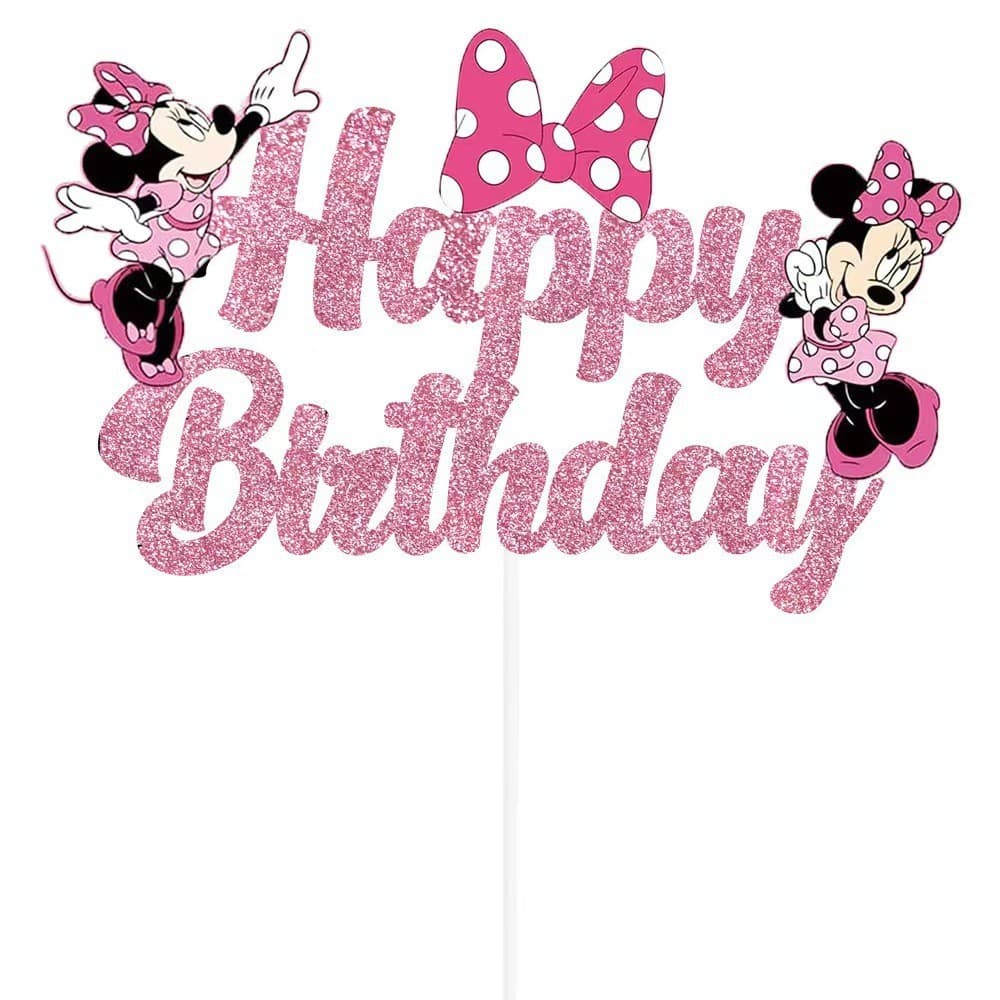 Glitter cross-border Mickey and Minnie cake decoration inserts animated theme birthday decoration party insert cards