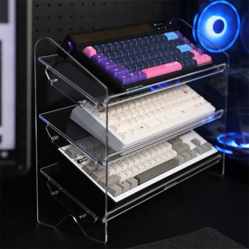 Transparent Acrylic Desktop Storage Box Multi-layer Mechanical Keyboard Stand Multi-functional Storage Rack for Desktop