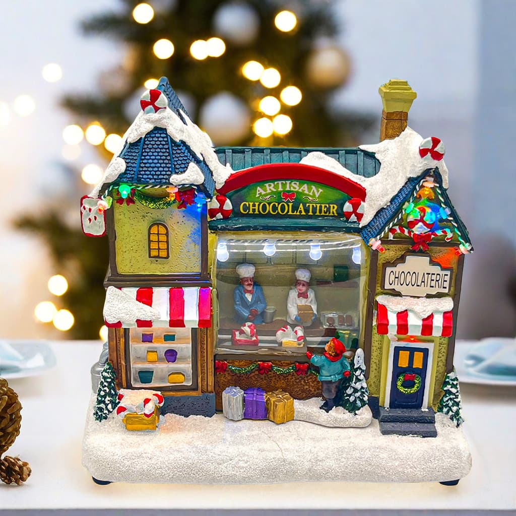 Cross-border creative Christmas house tabletop ornaments luminous Christmas gifts home landscape decoration resin crafts cabin