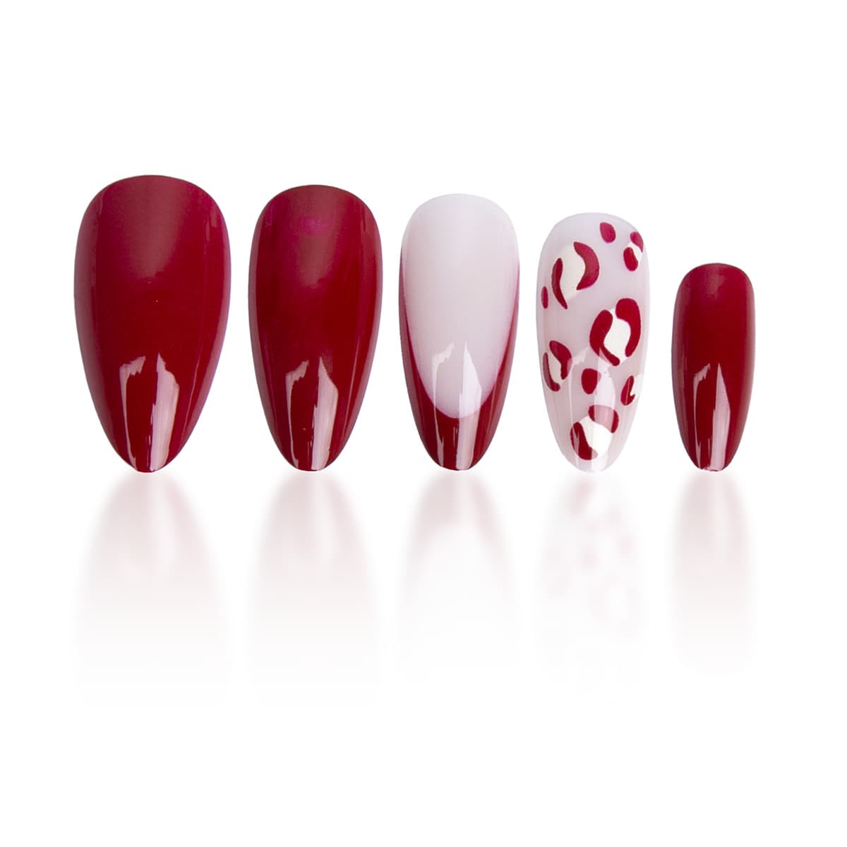 Minimalist Nude Pink Valentine's Day Press-On Nails French Red Edge False Nails Cross-Border Hot Sale Red Lip Print Nail Tips