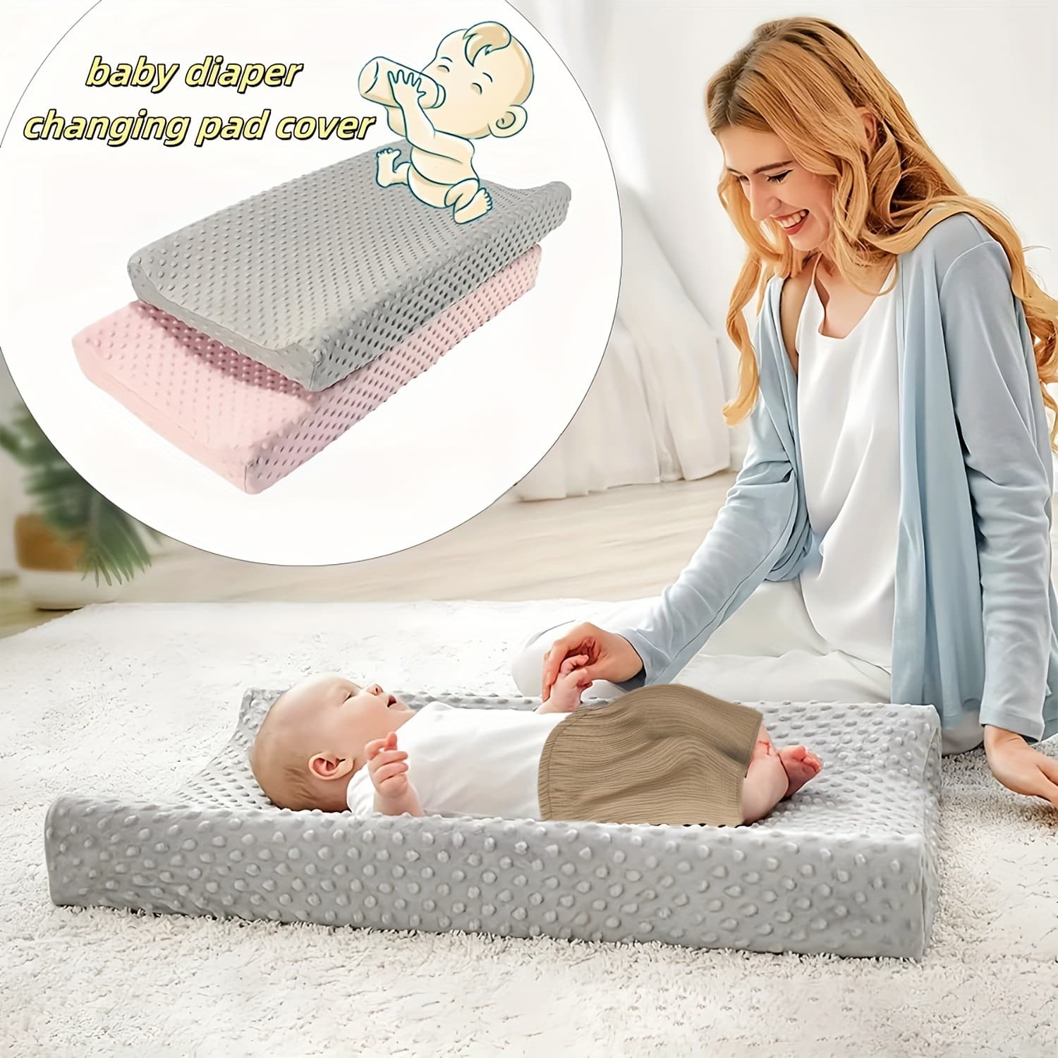 1 Piece Baby Diaper Changing Pad Cover, Soft and Comfortable Plush Material, Suitable for Changing Table Washable Outer Cover