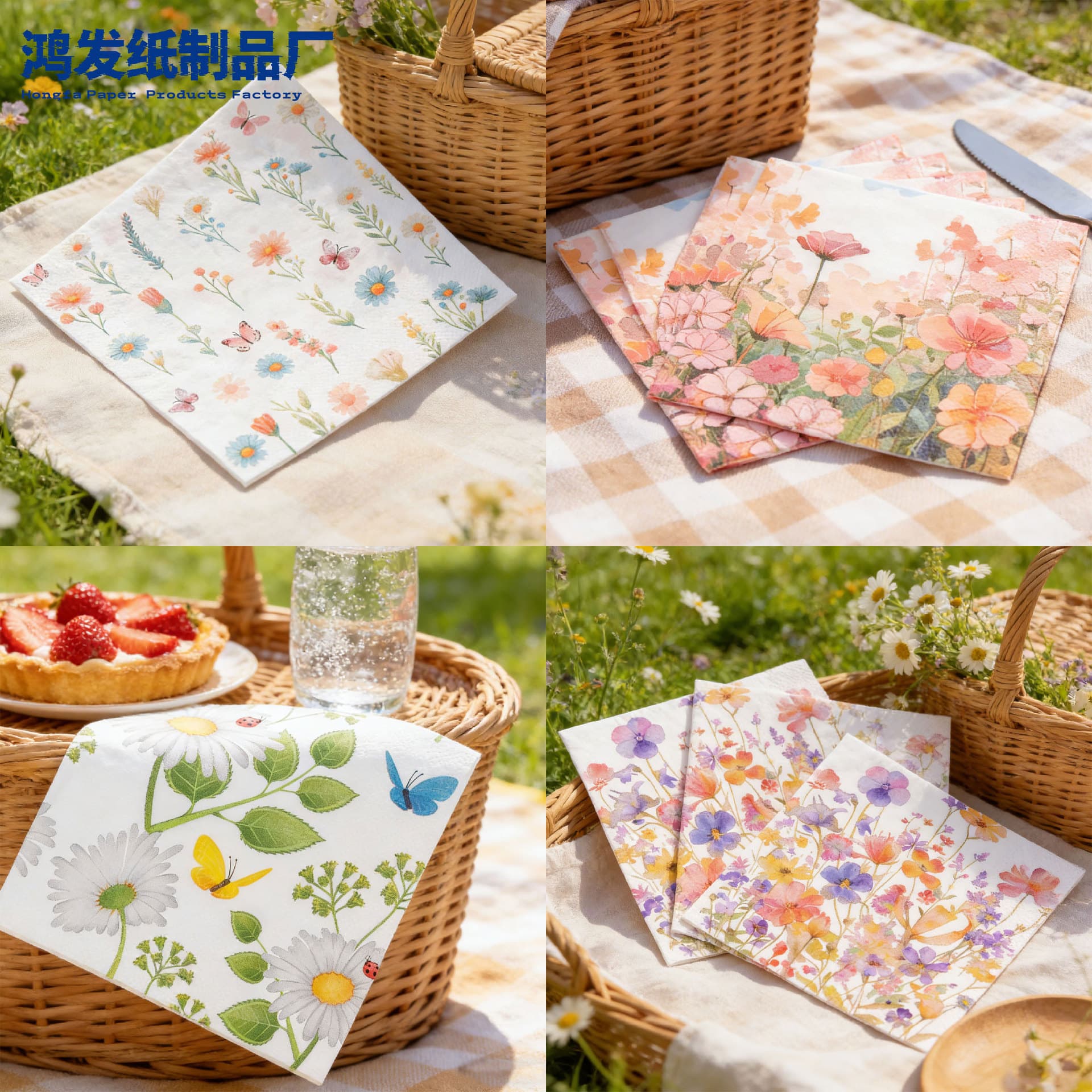 Factory Wholesale Printed Napkins Handmade IDY Stickers Disposable Floral Tissue Paper Commercial Birthday Party Decoration